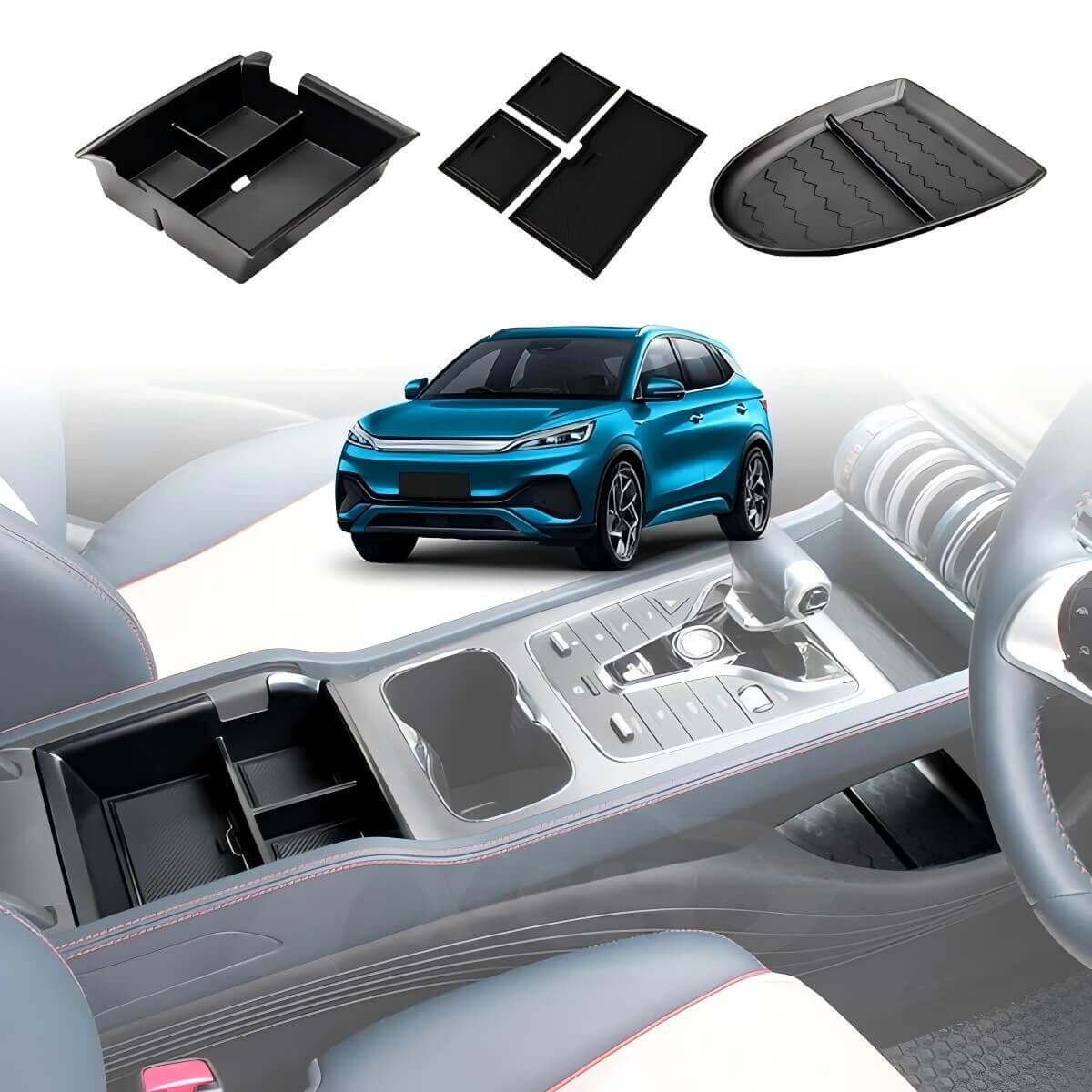 Smabee Boîte De Rangement Console Centrale BYD Atto 3 – Plateau ABS Anti-Dérapant Organisé