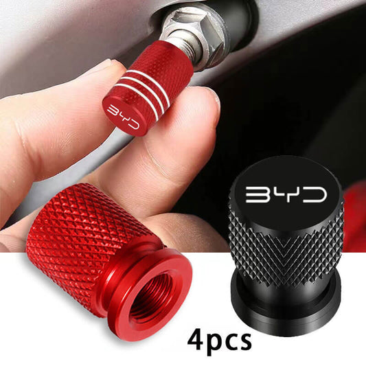 Car Accessories 4pcs Aluminum Car Wheel Tire Valve Cap Covers For BYD